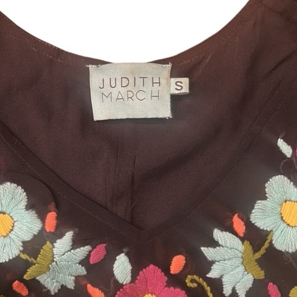 Judith March Flutter Sleeve Multicolor Floral Embroidery Dress Black Size Small - Picture 4 of 12